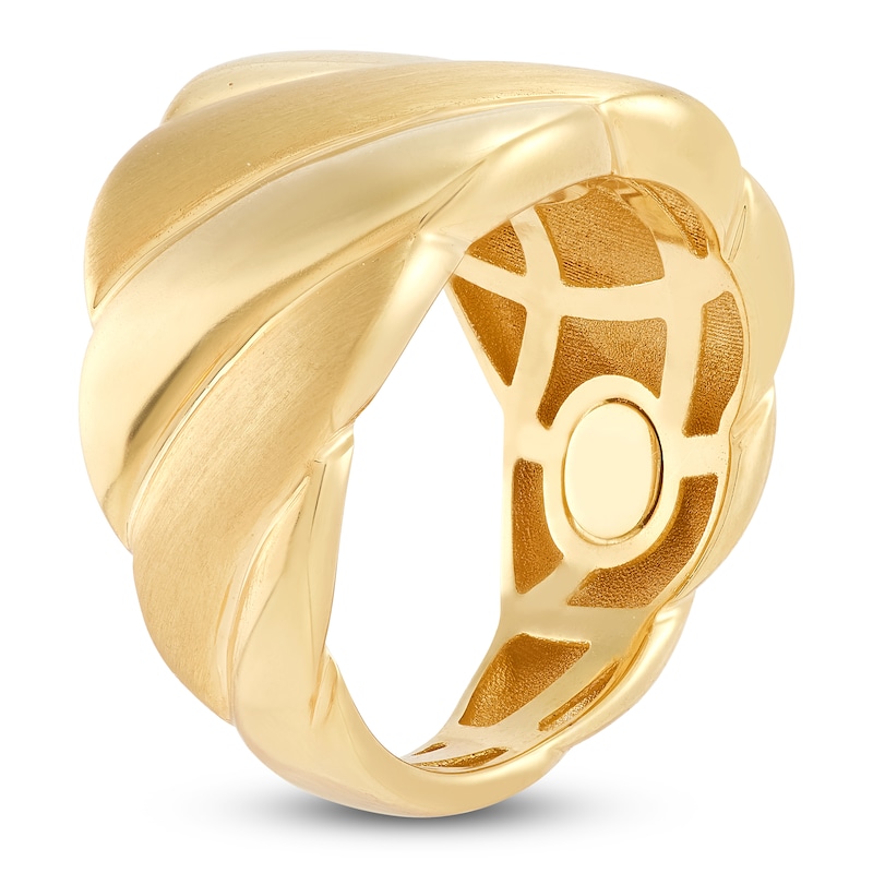 Main Image 2 of Italia D'Oro Wide Satin-Finish Scalloped Ring 14K Yellow Gold