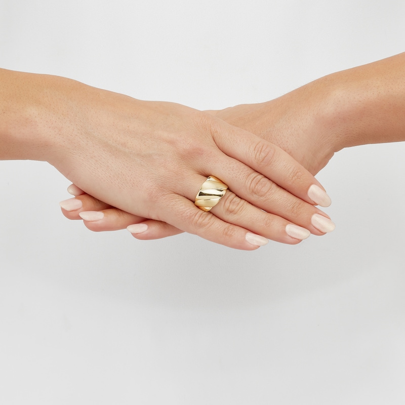 Main Image 5 of Italia D'Oro Wide Satin-Finish Scalloped Ring 14K Yellow Gold