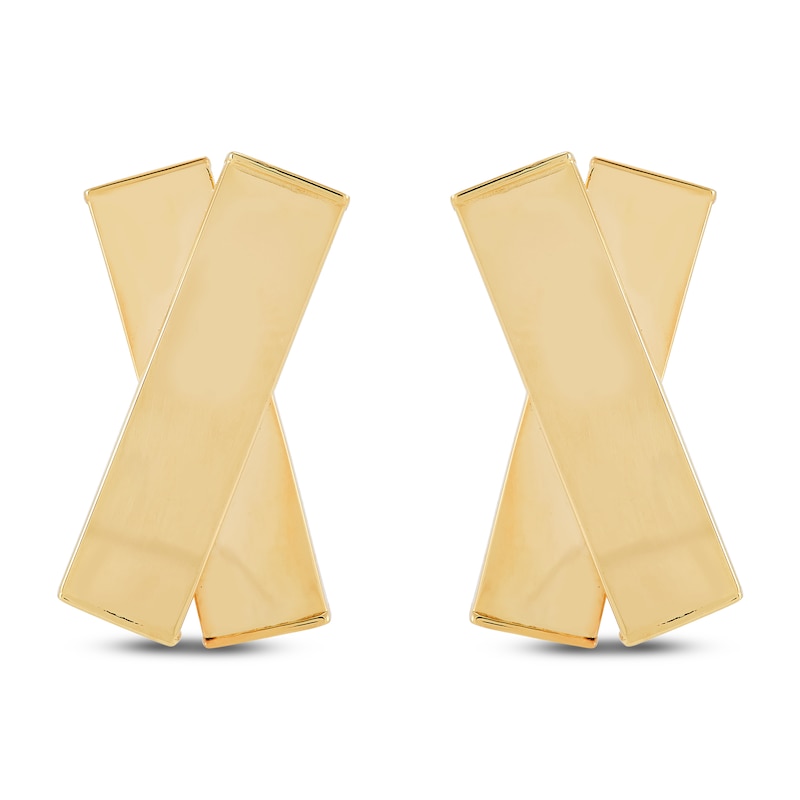 Main Image 1 of X-Shaped Bar Stud Earrings 14K Yellow Gold