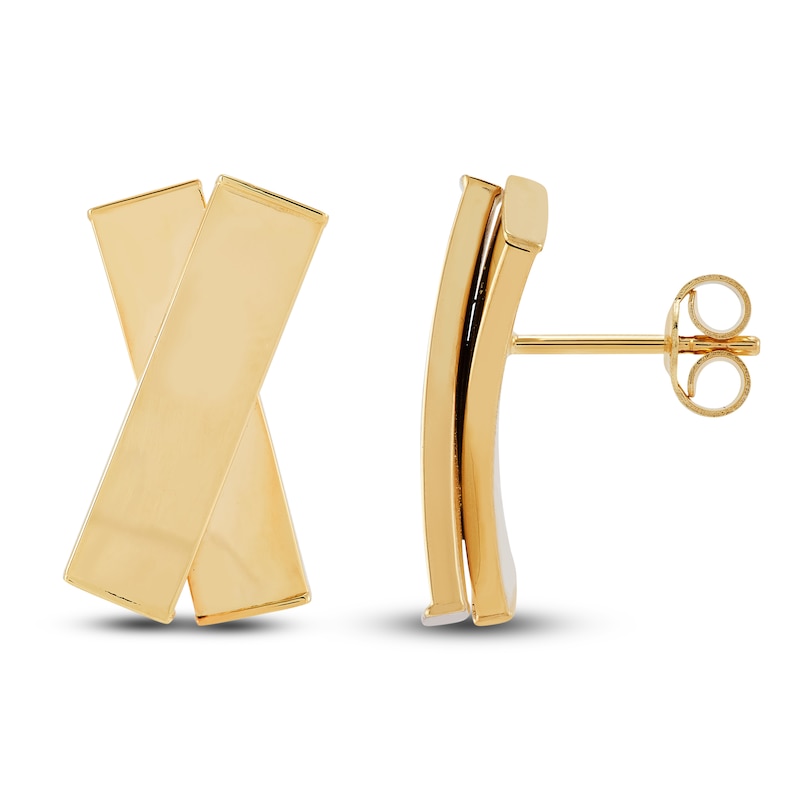 Main Image 3 of X-Shaped Bar Stud Earrings 14K Yellow Gold