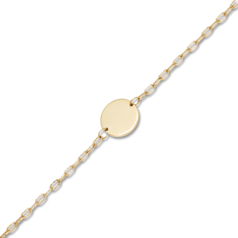 Main Image 3 of Engravable Disc Paperclip Chain Bracelet 14K Yellow Gold 7.25"