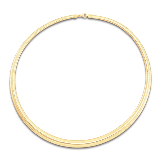 Italia D'Oro Graduated Stretch Omega Necklace 14K Yellow Gold 18"