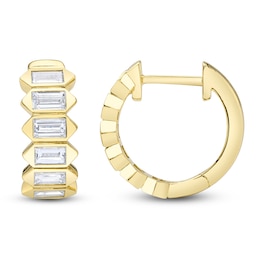 Shy Creation Baguette-Cut Bezel-Set Hoop Earrings 1/2 ct tw 14K Yellow Gold SC22008785