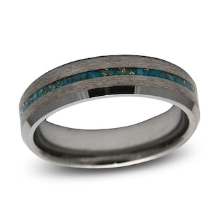 Rare Bond Men's Crushed Turquoise & 24K Gold Leaf Wedding Band Tungsten Carbide 6mm