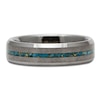 Thumbnail Image 3 of Men's Crushed Turquoise & 24K Gold Leaf Wedding Band Tungsten Carbide 6mm