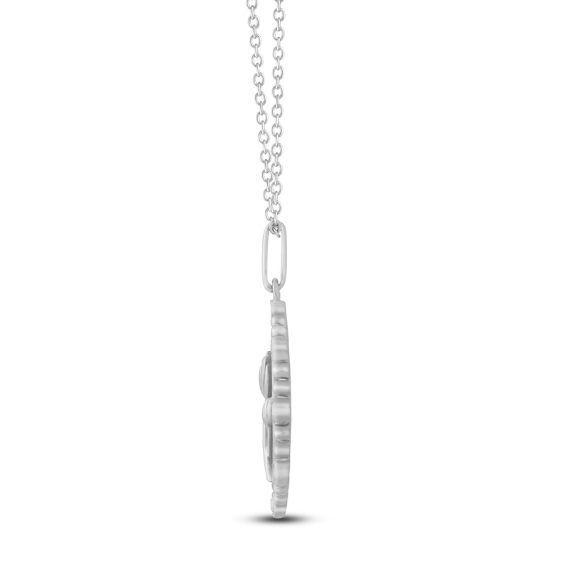 Main Image 3 of Water Lily Birth Flower Diamond Necklace 1/4 ct tw Sterling Silver 18"
