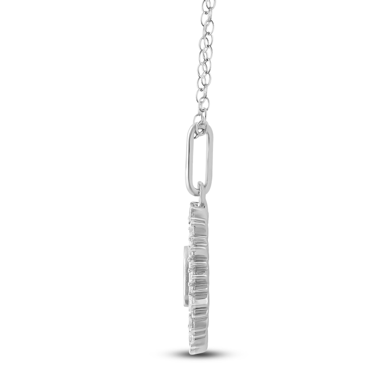 Main Image 3 of Diamond Stretching Cat Medallion Necklace 1/4 ct tw Sterling Silver 18"