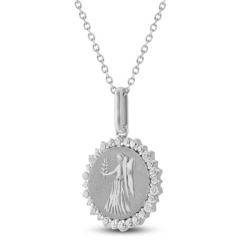 Main Image 2 of Diamond Zodiac Virgo Medallion Necklace 1/3 ct tw Sterling Silver 18"