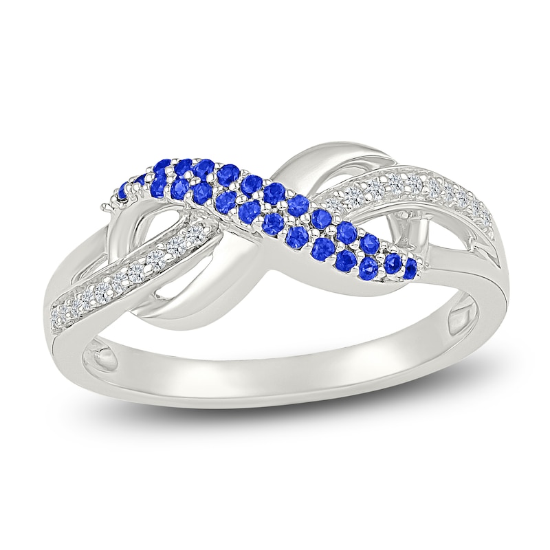 Main Image 1 of Blue & White Lab-Created Sapphire Infinity Ring Sterling Silver