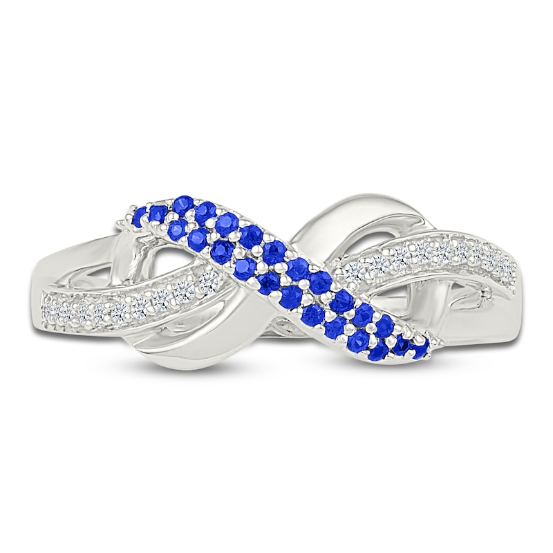 Main Image 2 of Blue & White Lab-Created Sapphire Infinity Ring Sterling Silver
