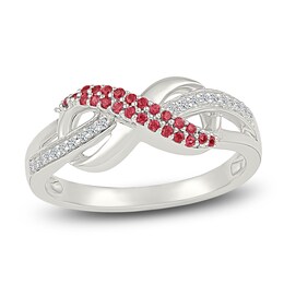 Lab-Created Ruby & White Lab-Created Sapphire Infinity Ring Sterling Silver