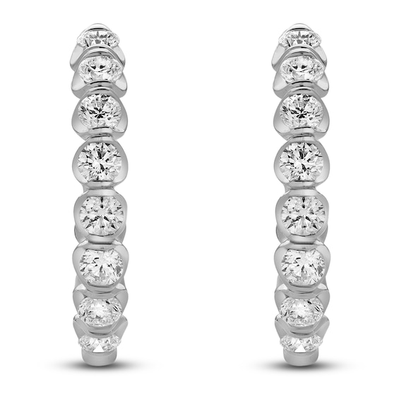 Jared Signature Diamond Inside-Out Hoop Earrings 2 ct tw 14K White Gold