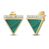 Thumbnail Image 2 of Triangle-Cut Natural Malachite & Diamond Stud Earrings 1/15 ct tw 14K Yellow Gold