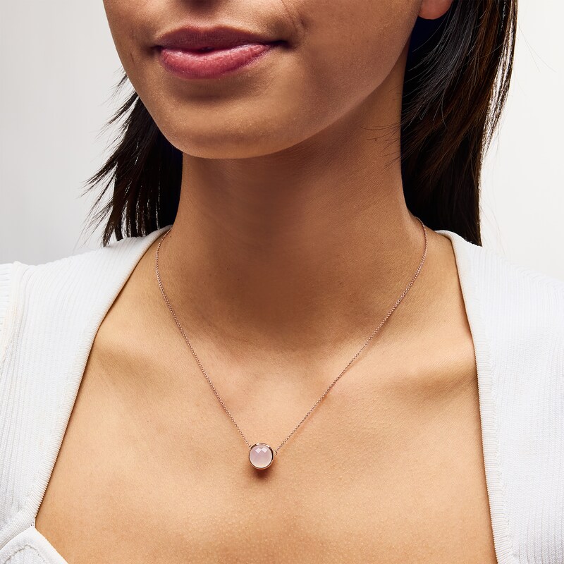 Main Image 2 of Jared Design House Natural Rose Quartz Necklace 14K Rose Gold 19"