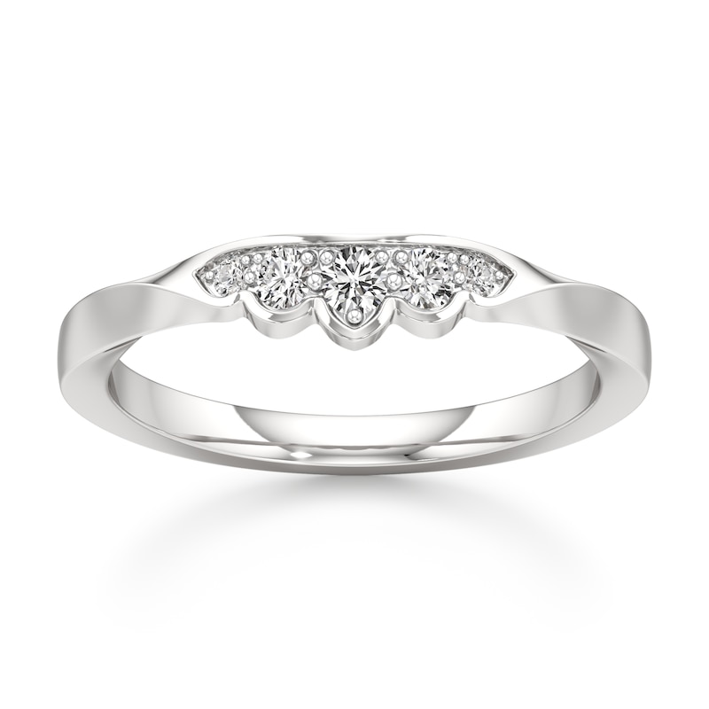 Main Image 1 of J'Lure Lab-Grown Diamond Scalloped Wedding Band 1/8 ct tw 18K White Gold