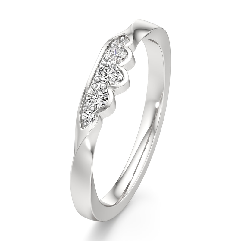 Main Image 4 of J'Lure Lab-Grown Diamond Scalloped Wedding Band 1/8 ct tw 18K White Gold