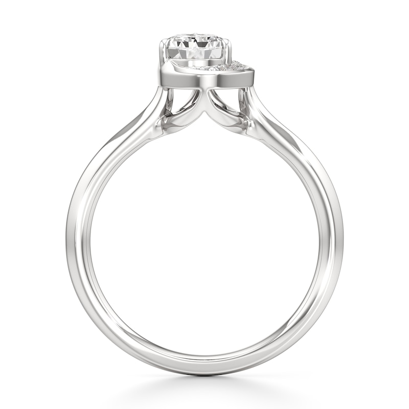 Main Image 2 of J'Lure Pear Step-Cut Lab-Grown Diamond Half-Halo Engagement Ring 1 ct tw 18K White Gold