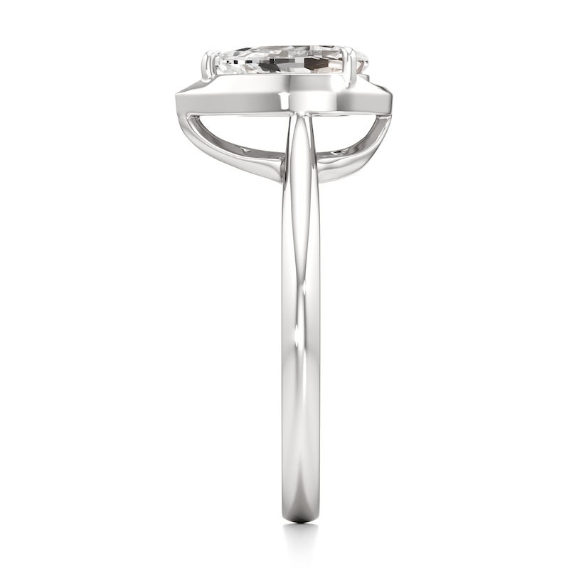 Main Image 3 of J'Lure Pear Step-Cut Lab-Grown Diamond Half-Halo Engagement Ring 1 ct tw 18K White Gold