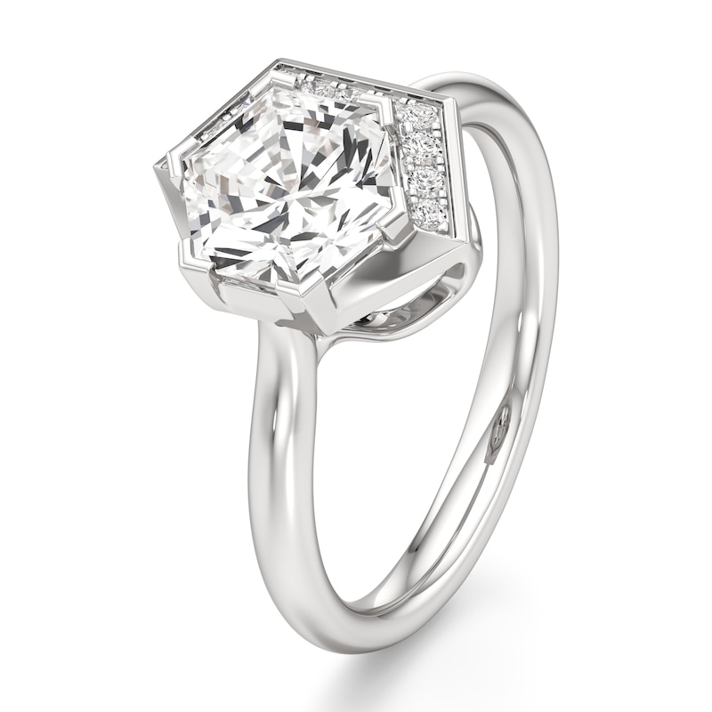 Main Image 4 of J'Lure Hexagon Brilliant-Cut Lab-Grown Diamond Half-Halo Engagement Ring 2 ct tw 18K White Gold