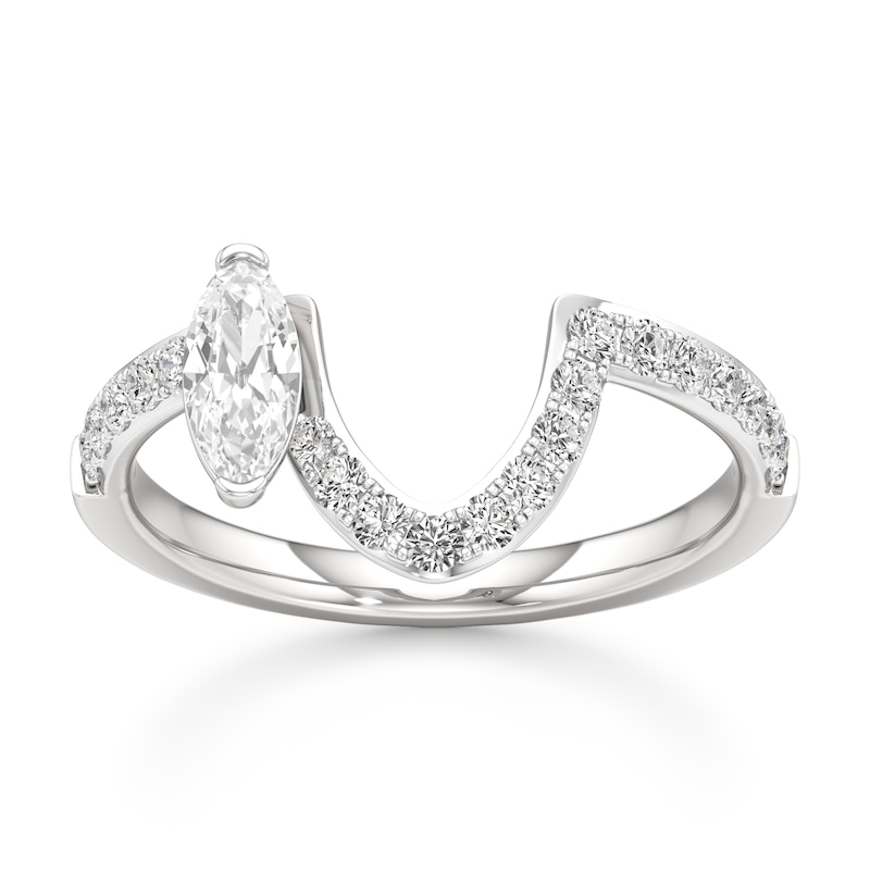 Main Image 1 of J'Lure Moval Old-Cut Lab-Grown Diamond Contour Wedding Band 1/2 ct tw 18K White Gold