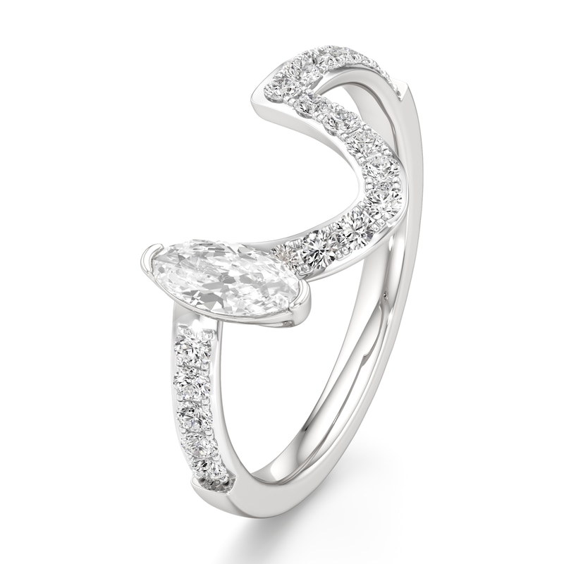 Main Image 4 of J'Lure Moval Old-Cut Lab-Grown Diamond Contour Wedding Band 1/2 ct tw 18K White Gold