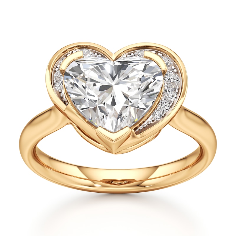 Main Image 1 of J'Lure Heart Brilliant-Cut Lab-Grown Diamond Half-Halo Engagement Ring 3-1/5 ct tw 18K Yellow Gold
