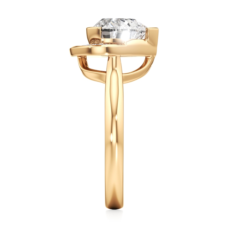 Main Image 3 of J'Lure Heart Brilliant-Cut Lab-Grown Diamond Half-Halo Engagement Ring 3-1/5 ct tw 18K Yellow Gold