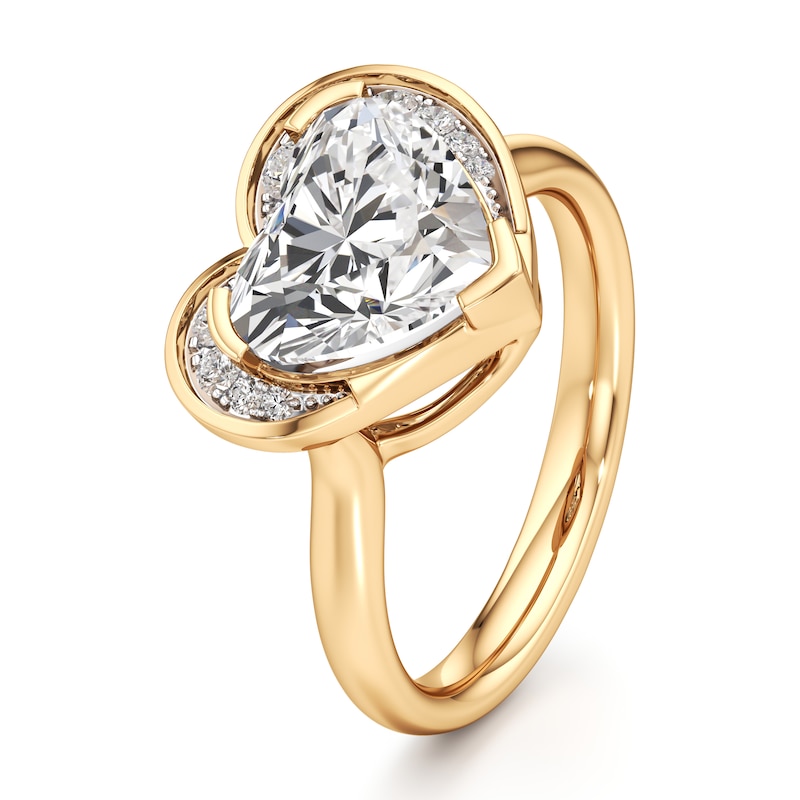 Main Image 4 of J'Lure Heart Brilliant-Cut Lab-Grown Diamond Half-Halo Engagement Ring 3-1/5 ct tw 18K Yellow Gold