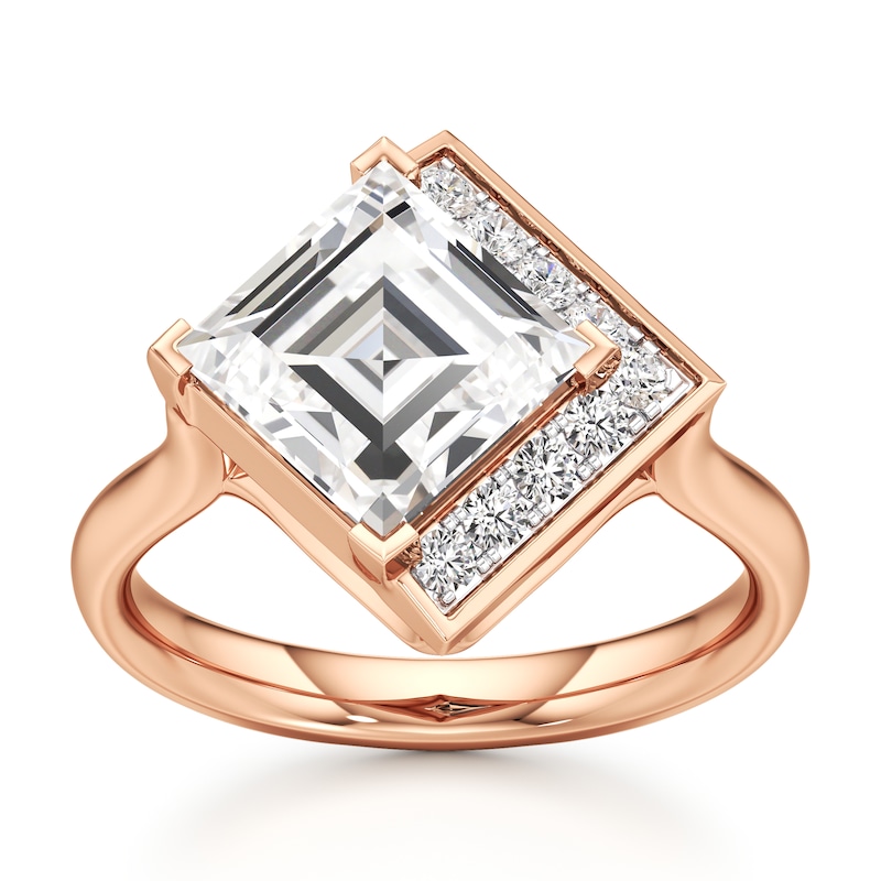 Main Image 1 of J'Lure Carre Step-Cut Lab-Grown Diamond Half-Halo Engagement Ring 3-1/5 ct tw 18K Rose Gold