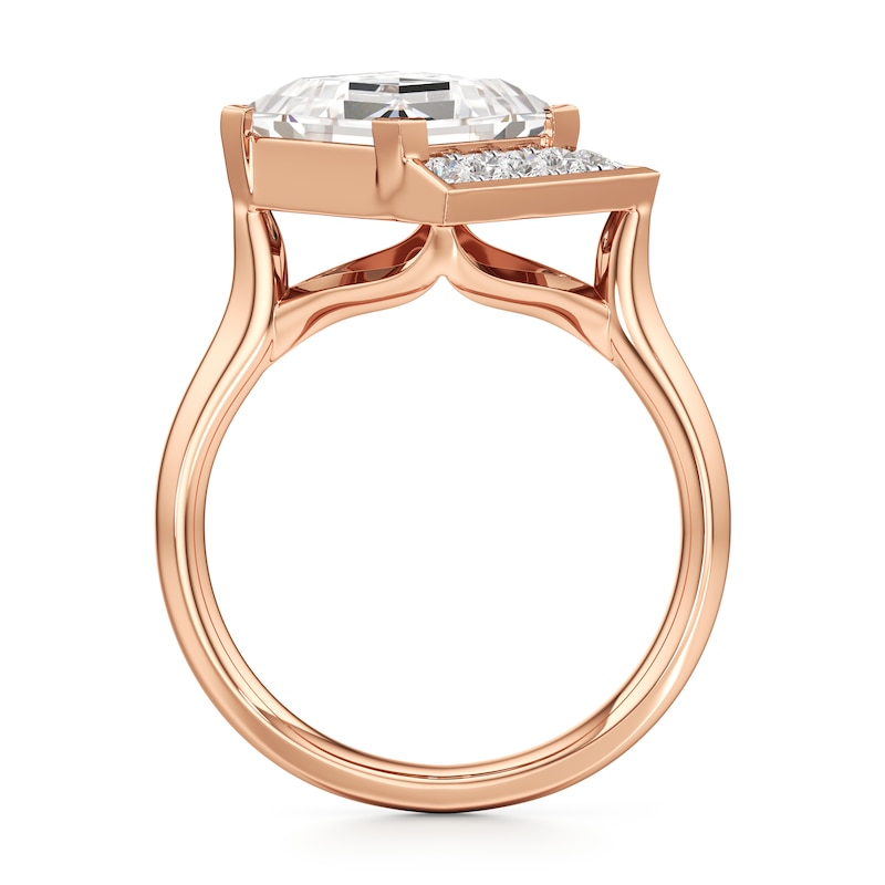 Main Image 2 of J'Lure Carre Step-Cut Lab-Grown Diamond Half-Halo Engagement Ring 3-1/5 ct tw 18K Rose Gold