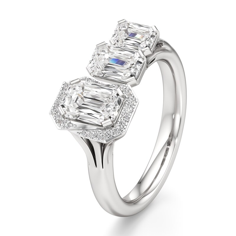 Main Image 4 of J'Lure Imperial-Emerald Step-Cut Lab-Grown Diamond Engagement Ring 2-1/6 ct tw 18K White Gold