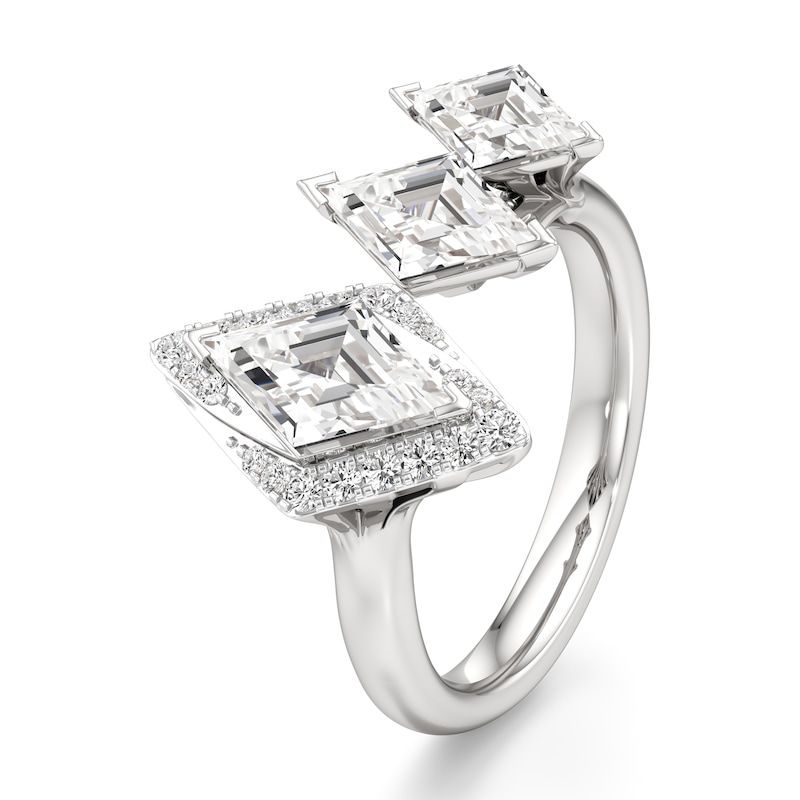 Main Image 4 of J'Lure Lozenge Step-Cut Lab-Grown Diamond Engagement Ring 2-1/4 ct tw 18K White Gold