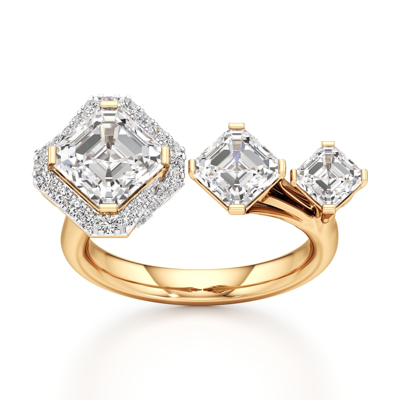 Main Image 1 of J'Lure Square-Emerald Step-Cut Lab-Grown Diamond Engagement Ring 3-5/8 ct tw 18K Yellow Gold