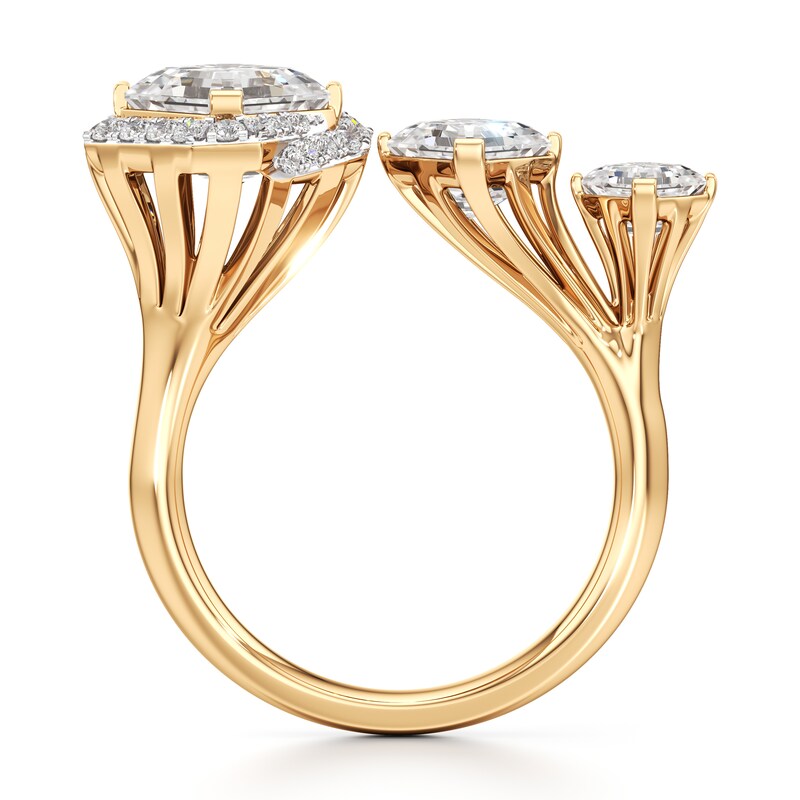 Main Image 2 of J'Lure Square-Emerald Step-Cut Lab-Grown Diamond Engagement Ring 3-5/8 ct tw 18K Yellow Gold