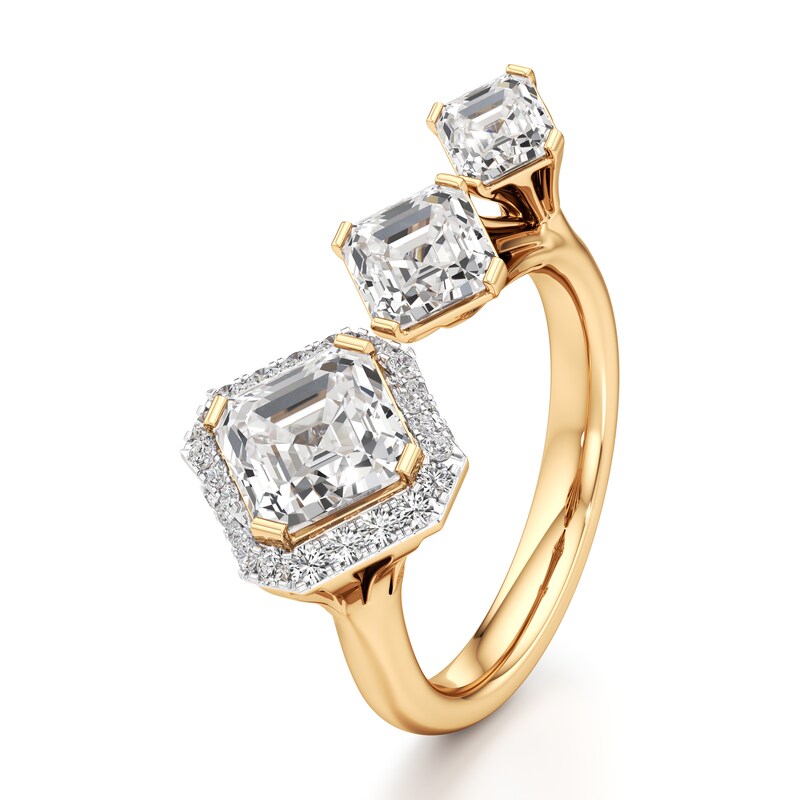 Main Image 4 of J'Lure Square-Emerald Step-Cut Lab-Grown Diamond Engagement Ring 3-5/8 ct tw 18K Yellow Gold