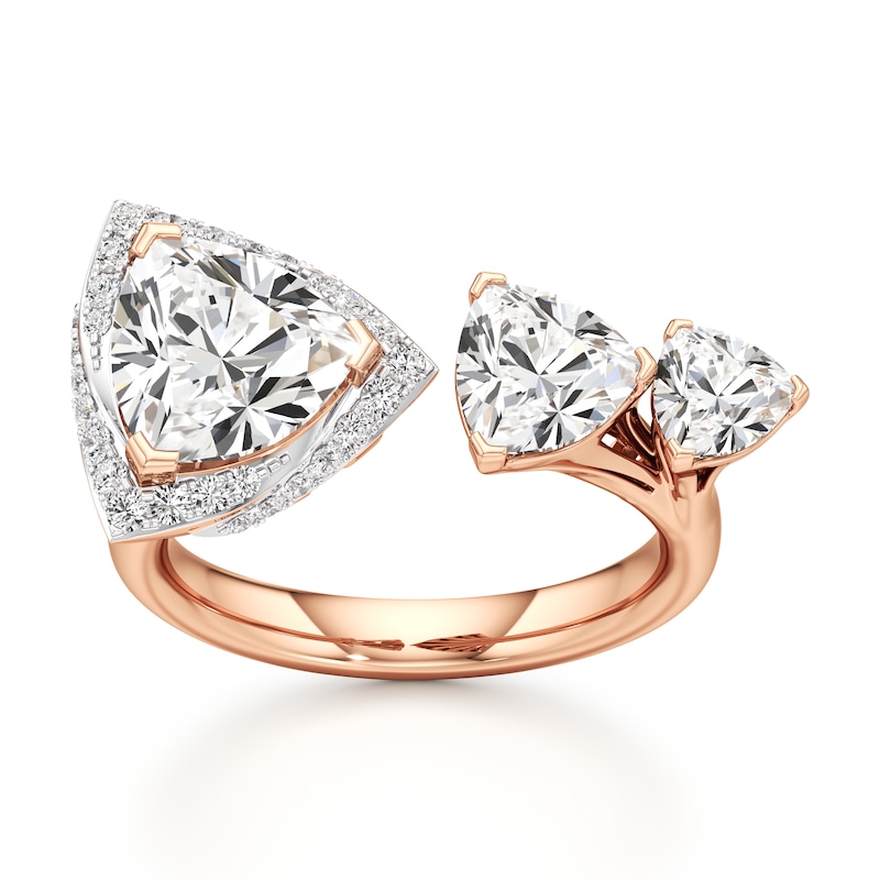 Main Image 1 of J'Lure Trillion Curved Brilliant-Cut Lab-Grown Diamond Engagement Ring 3-1/3 ct tw 18K Rose Gold