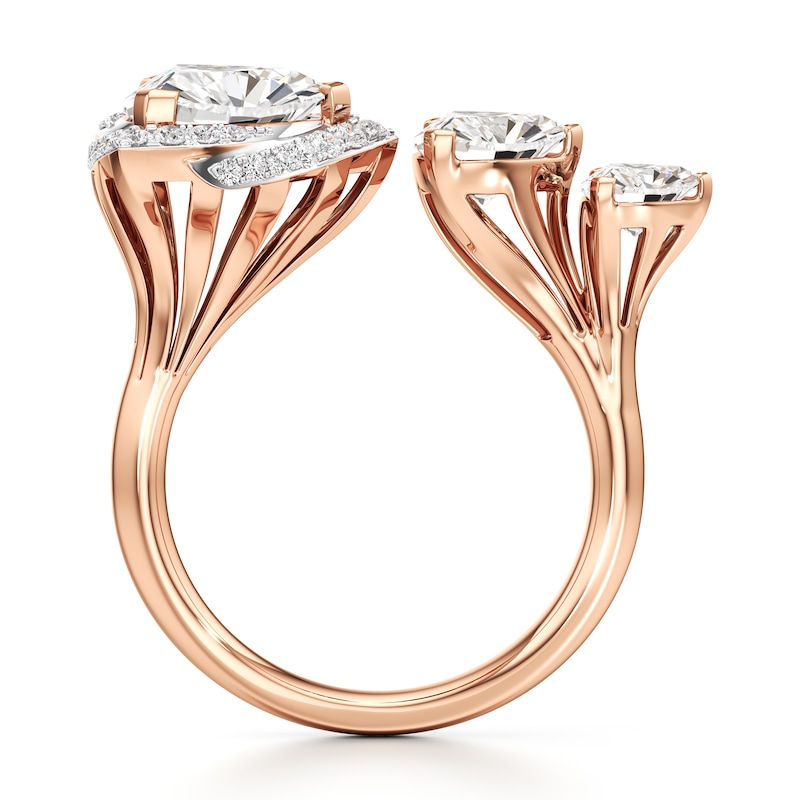 Main Image 2 of J'Lure Trillion Curved Brilliant-Cut Lab-Grown Diamond Engagement Ring 3-1/3 ct tw 18K Rose Gold