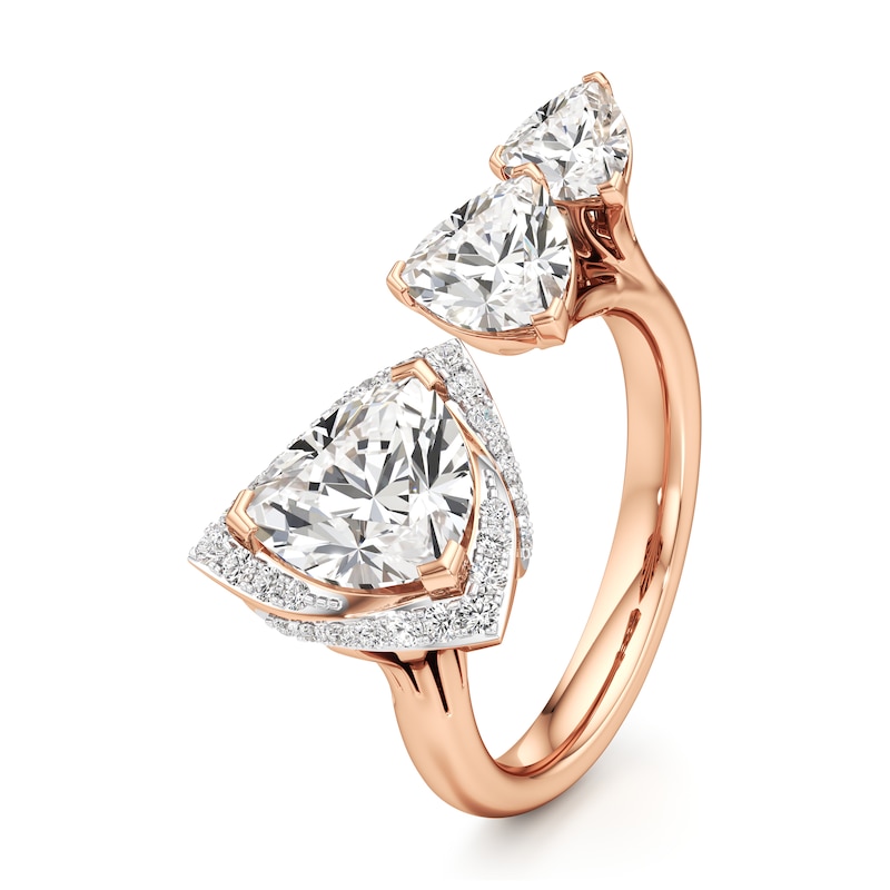 Main Image 4 of J'Lure Trillion Curved Brilliant-Cut Lab-Grown Diamond Engagement Ring 3-1/3 ct tw 18K Rose Gold
