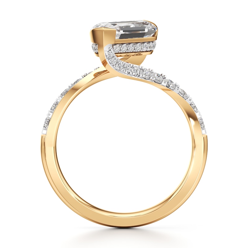 Main Image 2 of J'Lure Leaf Step-Cut Lab-Grown Diamond Bypass Engagement Ring 2-1/2 ct tw 18K Yellow Gold