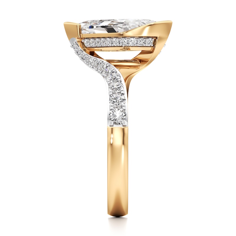 Main Image 3 of J'Lure Leaf Step-Cut Lab-Grown Diamond Bypass Engagement Ring 2-1/2 ct tw 18K Yellow Gold