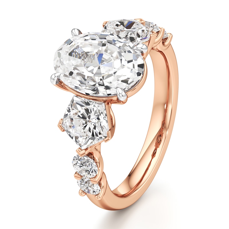 Main Image 4 of J'Lure Oval Step-Cut Lab-Grown Diamond Engagement Ring 4-3/4 ct tw 18K Rose Gold