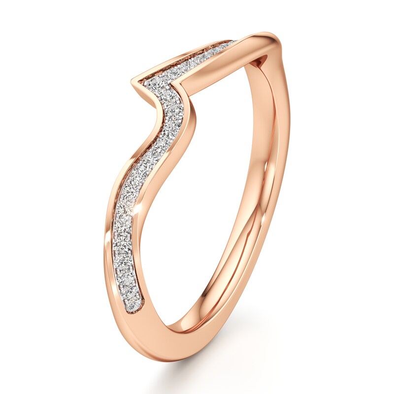 Main Image 4 of J'Lure Lab-Grown Diamond Contour Wedding Band 1/8 ct tw 18K Rose Gold