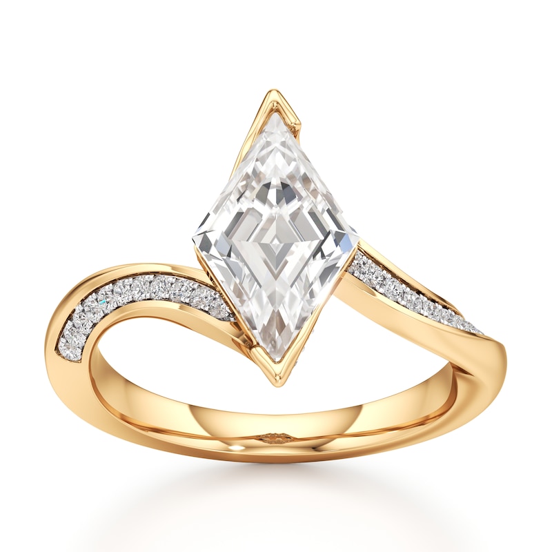 Main Image 1 of J'Lure Lozenge Step-Cut Lab-Grown Diamond Bypass Engagement Ring 2-1/5 ct tw 18K Yellow Gold