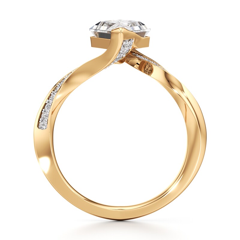 Main Image 2 of J'Lure Lozenge Step-Cut Lab-Grown Diamond Bypass Engagement Ring 2-1/5 ct tw 18K Yellow Gold
