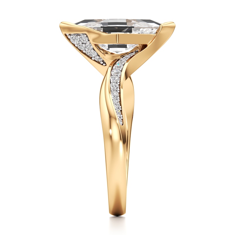 Main Image 3 of J'Lure Lozenge Step-Cut Lab-Grown Diamond Bypass Engagement Ring 2-1/5 ct tw 18K Yellow Gold