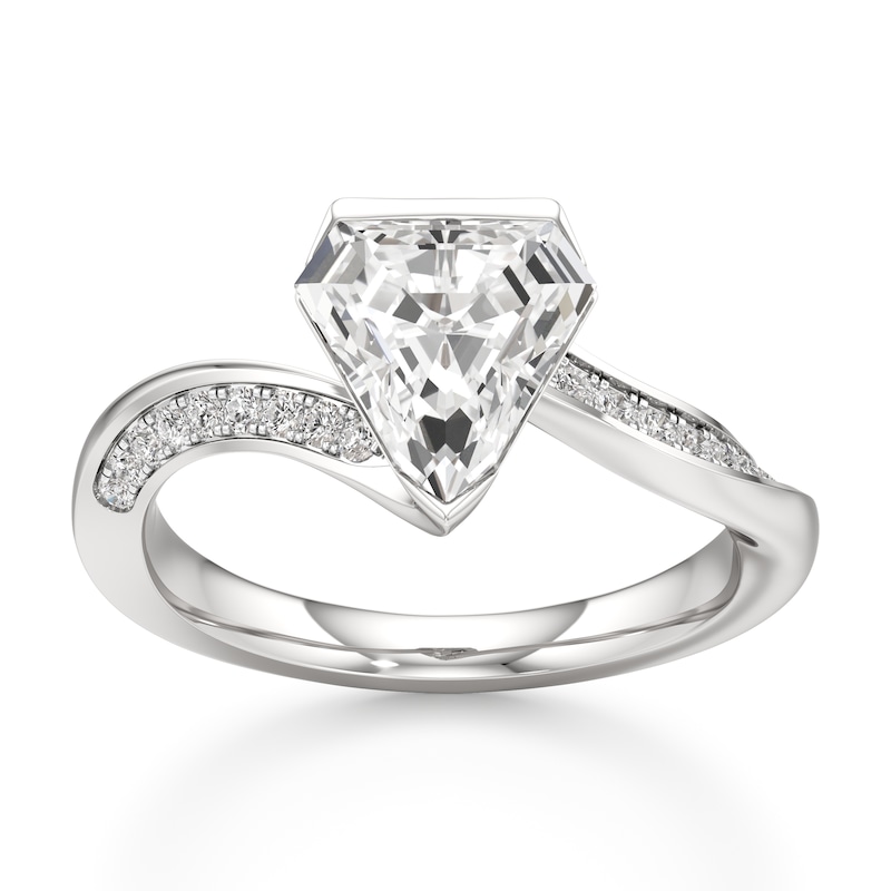 Main Image 1 of J'Lure Shield Step-Cut Lab-Grown Diamond Bypass Engagement Ring 2-1/5 ct tw 18K White Gold