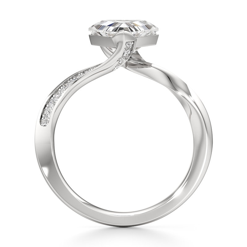 Main Image 2 of J'Lure Shield Step-Cut Lab-Grown Diamond Bypass Engagement Ring 2-1/5 ct tw 18K White Gold