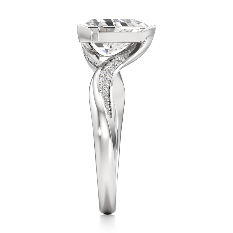 Main Image 3 of J'Lure Shield Step-Cut Lab-Grown Diamond Bypass Engagement Ring 2-1/5 ct tw 18K White Gold