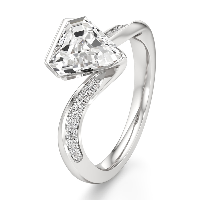 Main Image 4 of J'Lure Shield Step-Cut Lab-Grown Diamond Bypass Engagement Ring 2-1/5 ct tw 18K White Gold