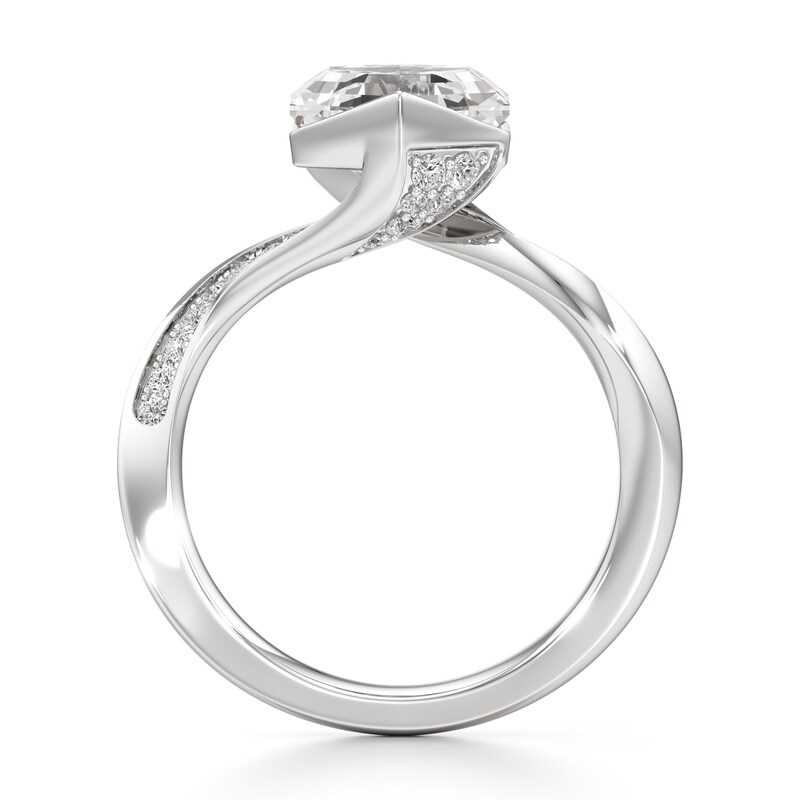 Main Image 2 of J'Lure Hexagon Step-Cut Lab-Grown Diamond Bypass Engagement Ring 3-1/4 ct tw 18K White Gold